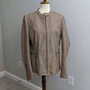 Taupe Faux Leather Jacket (L)